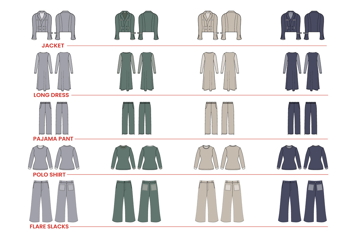 Womenswear Vector Mockup Bundle, an Apparel Mockup by S.i. Graphics® (Photo 5 of 9)