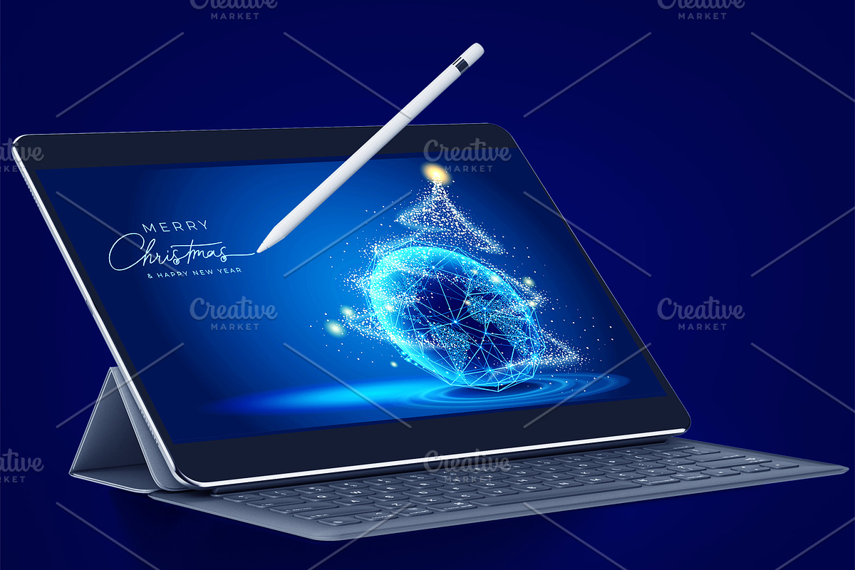 Cyber Christmas Vector Background, a Wallpaper Graphic by Valenty (Photo 2 of 3)