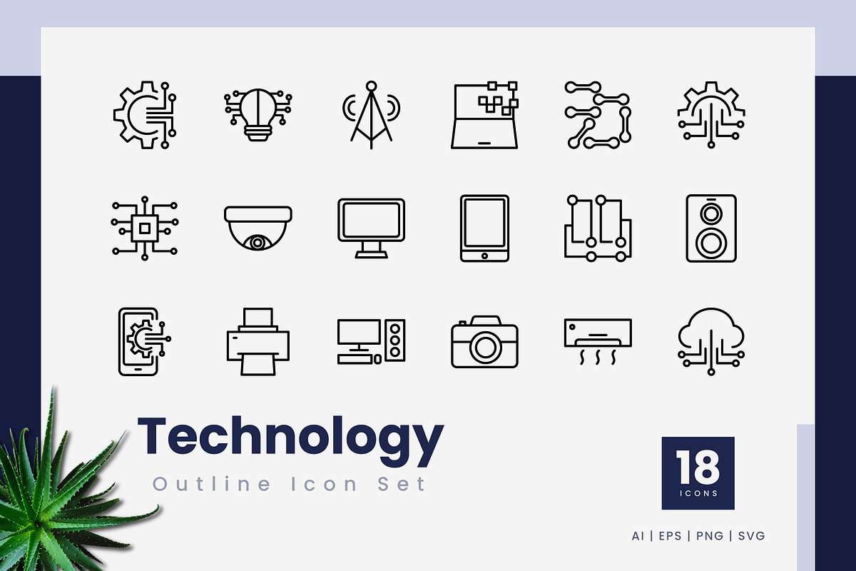 Technology Outline Icons, an Outline Icon by Zeer Graphic