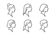 Women Face Logo Bundle, an Outline Icon by Vectorium Studio (Thumbnail 1 of 2)