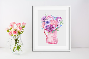 Flowers Bouquets.Watercolor