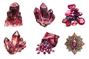 Burgundy Crystals and Gems Clipart, an Illustration by CreationArt (Thumbnail 2 of 5)