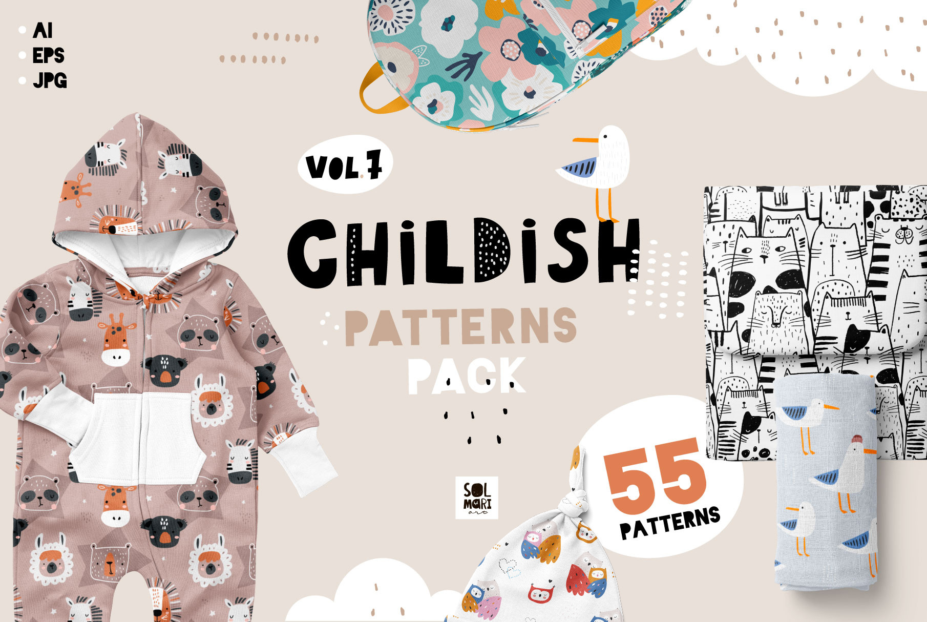 CHILDISH PATTERNS PACK. VOL.7, a Pattern Graphic by solmariart