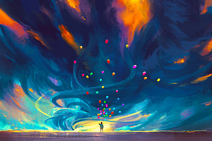 Blue tornado, an Illustration by Grandfailure
