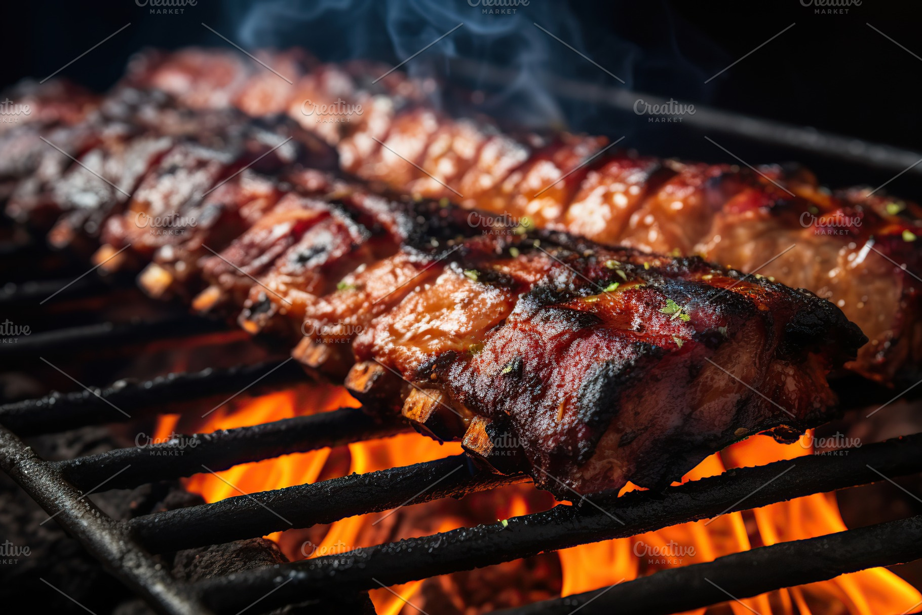BBQ marinated meat on the grill, a Food & Drink Photo by AlyaAnd