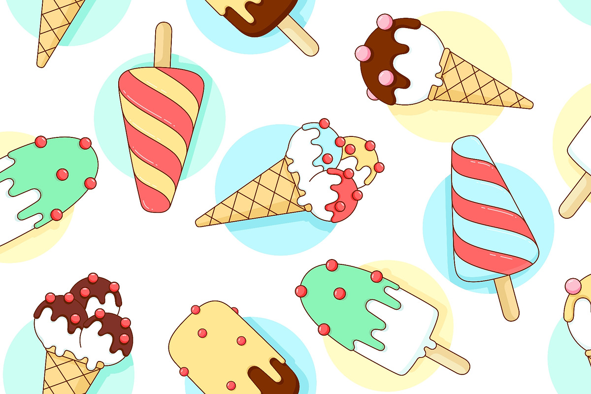 Ice cream scoop, seamless pattern, a Food Illustration by Foxys Graphic (Photo 3 of 3)