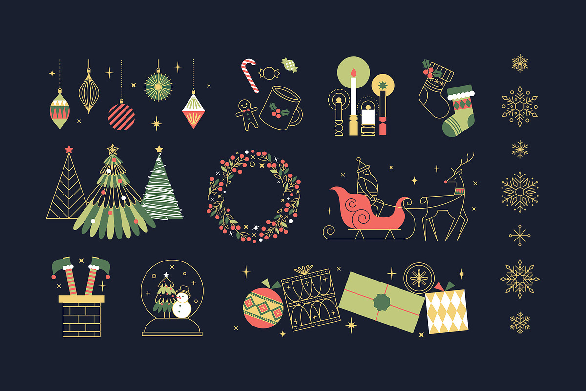 Modern Christmas Illustrations, a Seasonal Illustration by DesignerCandies (Photo 1 of 3)