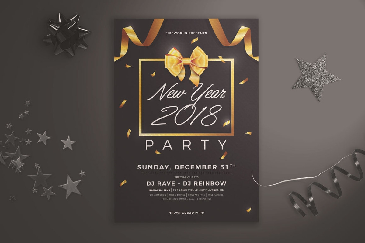 New Year Party Flyer, a Flyer Template by KMZVR.Lab (Photo 1 of 4)