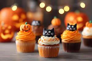 Festive cupcakes decorated for halloween holiday, a Food & Drink Photo by AlyaAnd
