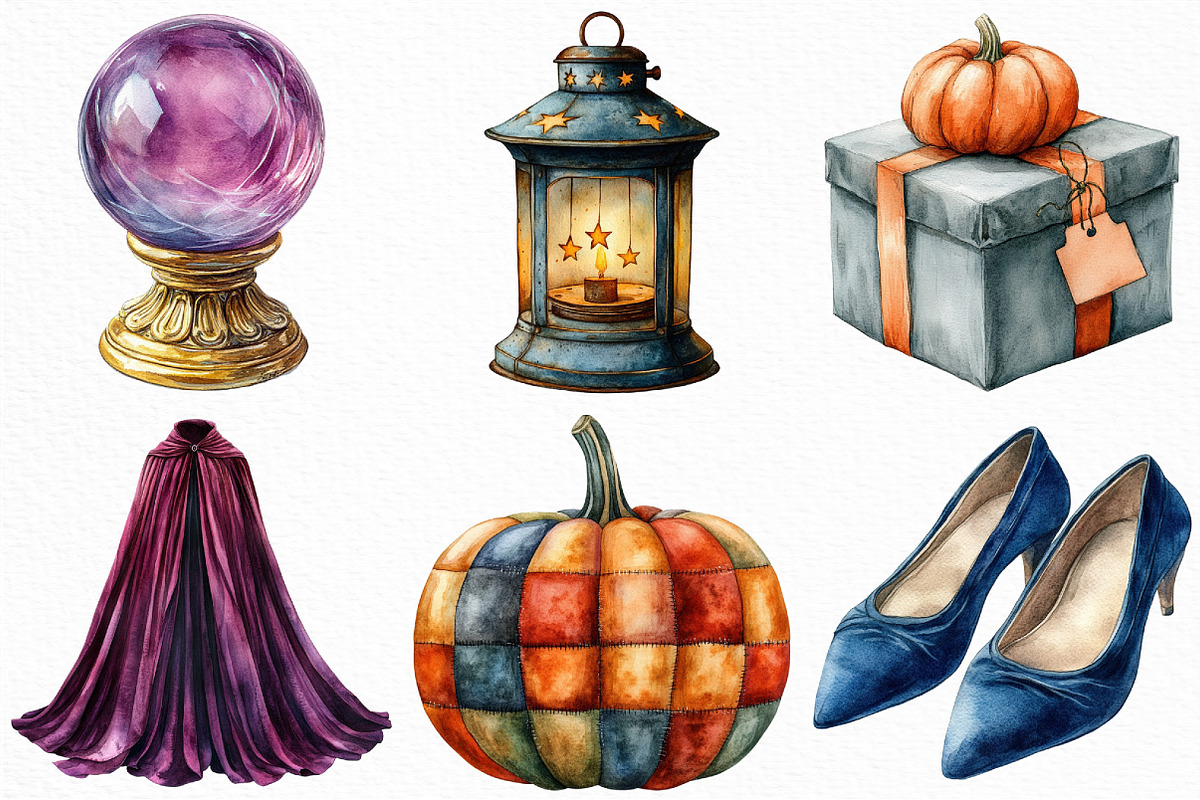 Watercolor Velvet Halloween Clipart, an Illustration by Craft Nest (Photo 2 of 6)