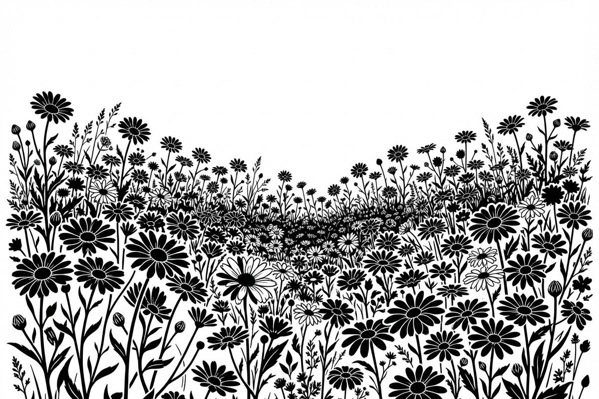 60 Daisy Flower Field Silhouette, a Seasonal Illustration by Amazin_art (Photo 2 of 28)