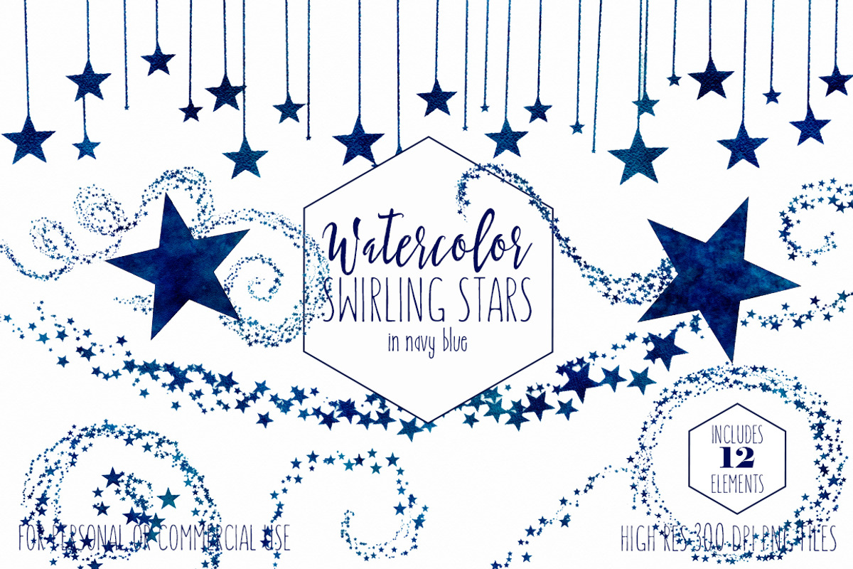 Navy Blue Celestial Star Trails, an Illustration by ClipartBrat Graphics (Photo 1 of 4)