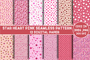 Star Heart Pink Seamless Pattern, an Illustration by Designking (Thumbnail 1 of 4)