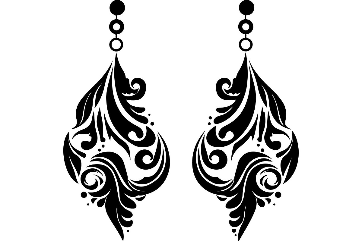 Black Ornamental Earrings SVG Set, an Object Graphic by jahid234 (Photo 3 of 13)