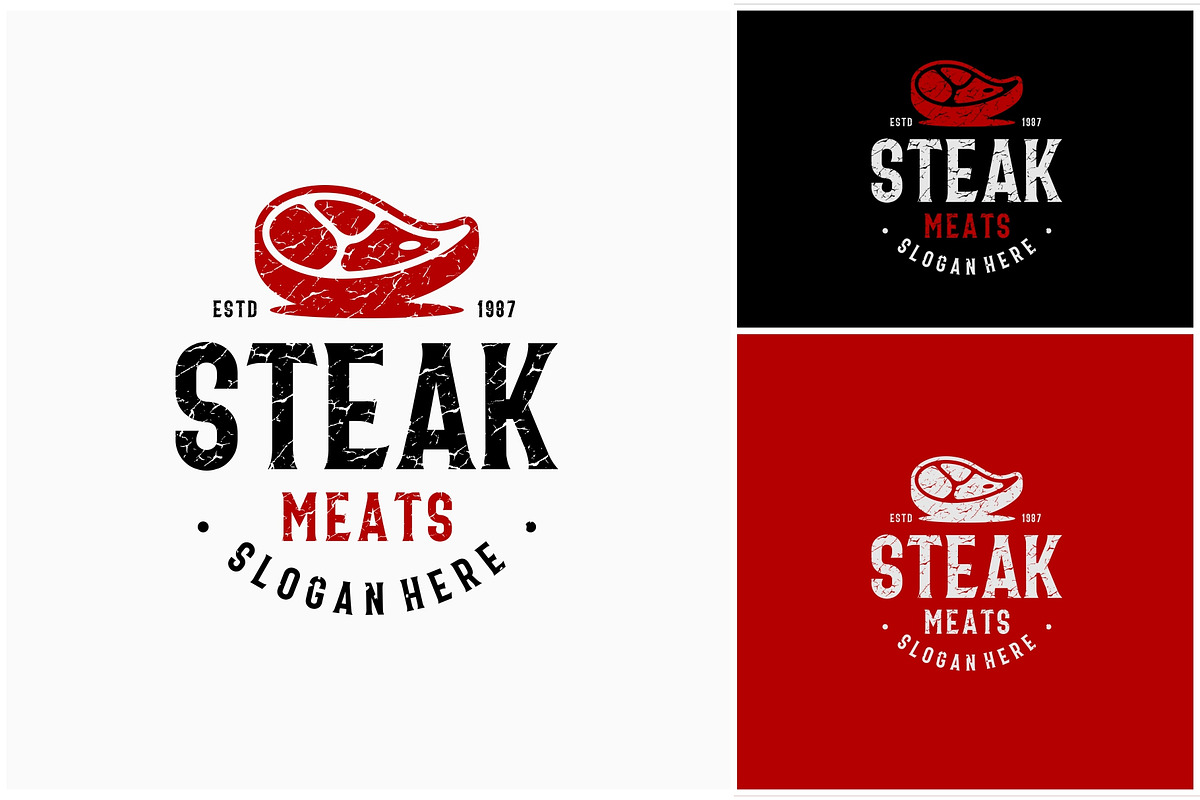Steak Beef Meat Rustic Vintage Logo, a Branding & Logo Template by ika trisiana (Photo 2 of 2)
