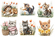 Whimsical Spring Cat Clipart, an Illustration by Daily.Designs (Thumbnail 3 of 5)