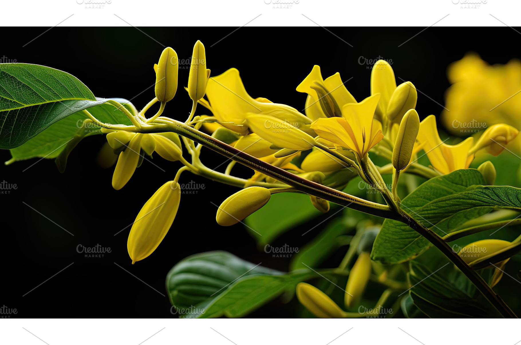 bloom yellow bean ai generated, a Background Photo by pikepicture