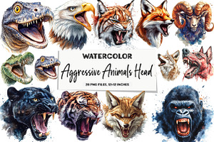 Aggressive Animals Head Clipart, an Illustration by DreamArtGraphic