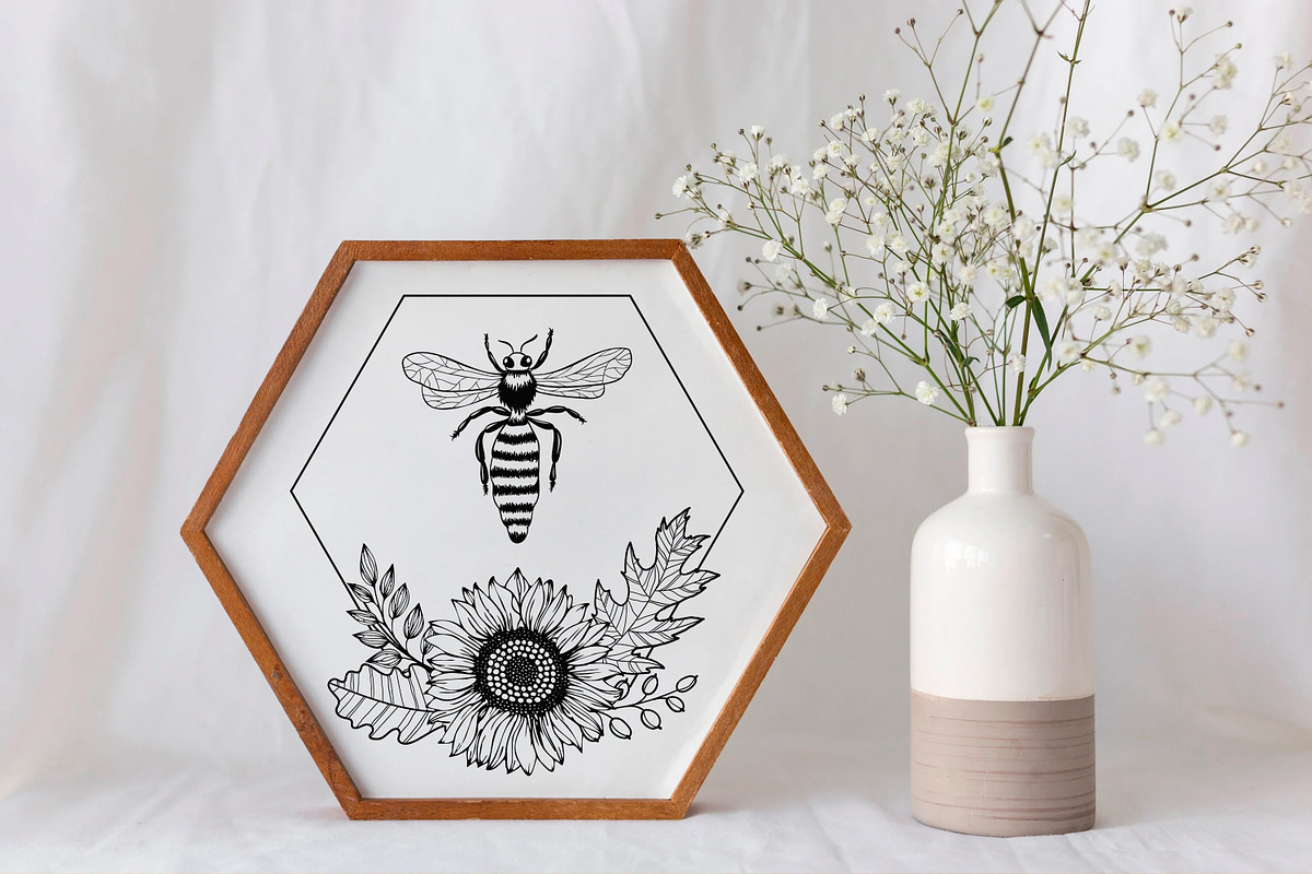Bees Procreate Stamps, a Brush Add-On by Dervik Art Store (Photo 6 of 8)