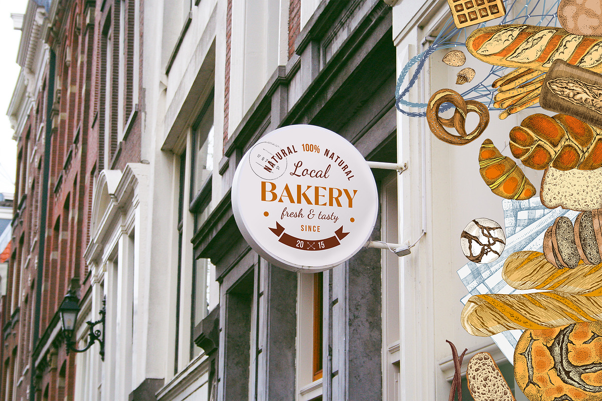 Local bakery. Types of bread., a Food Illustration by handsketched (Photo 11 of 15)