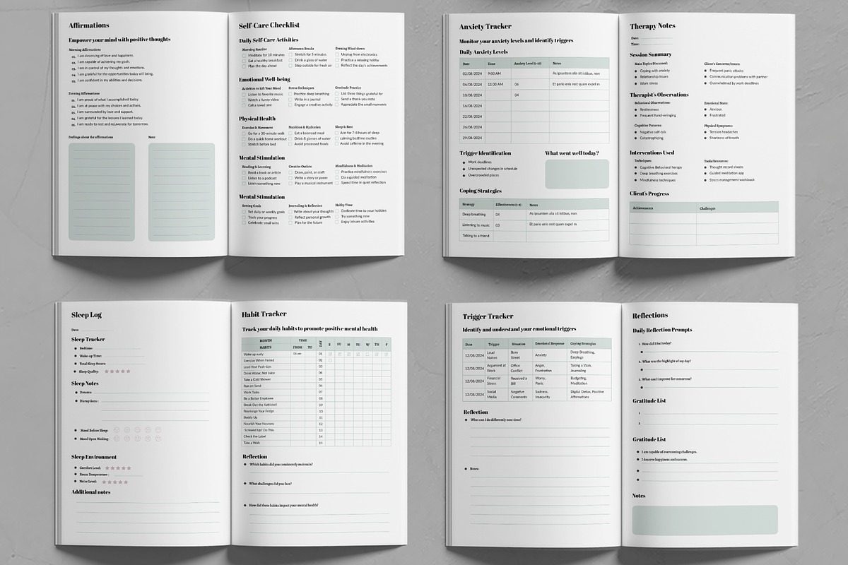 Mental Health Planner Template, a Stationery Template by MightyDesign (Photo 3 of 6)