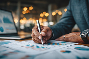 Businessman analyzing financial data, a Photo by Pixeness Studio