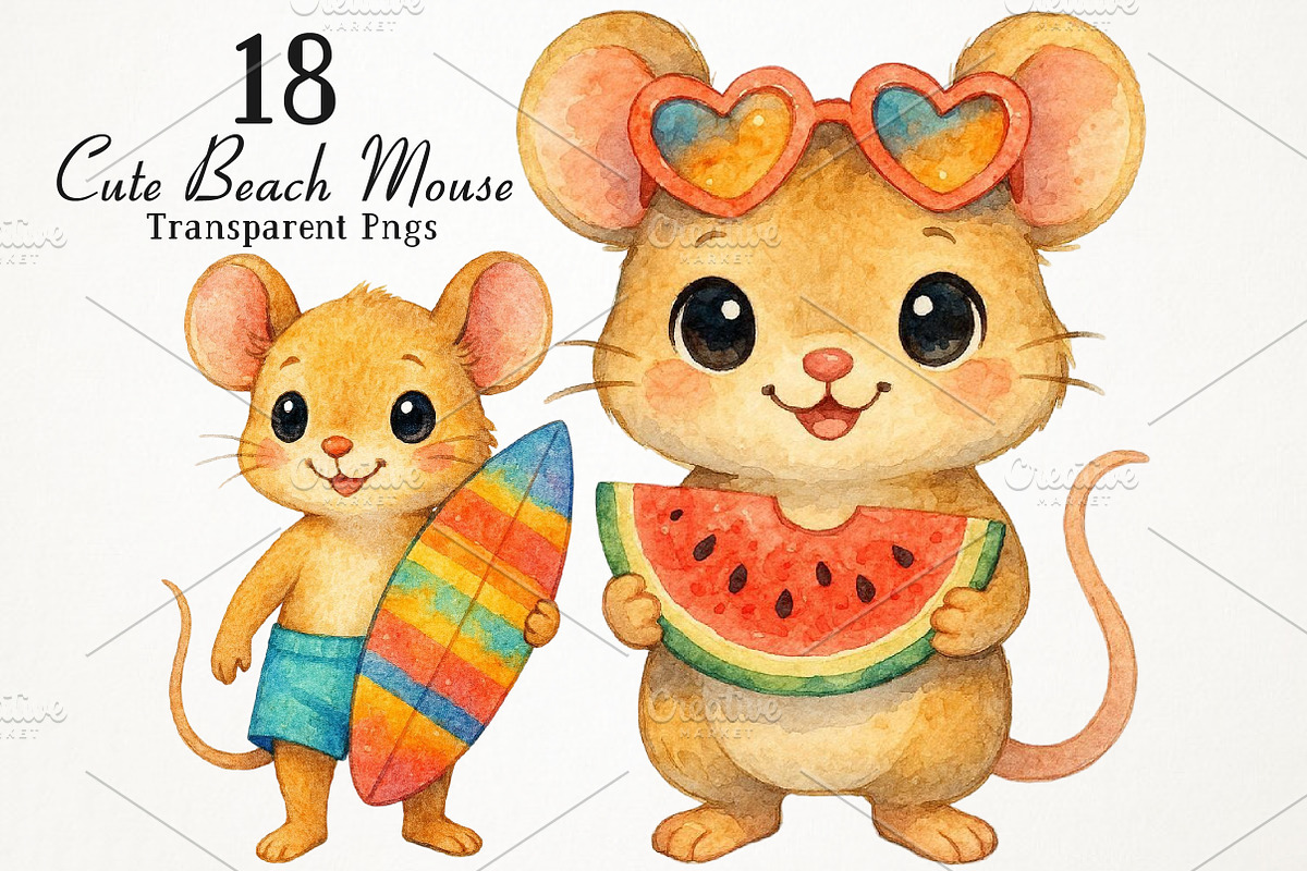 Cute Beach Mouse PNG Clipart, an Animal Illustration by RobertsArt (Photo 1 of 5)