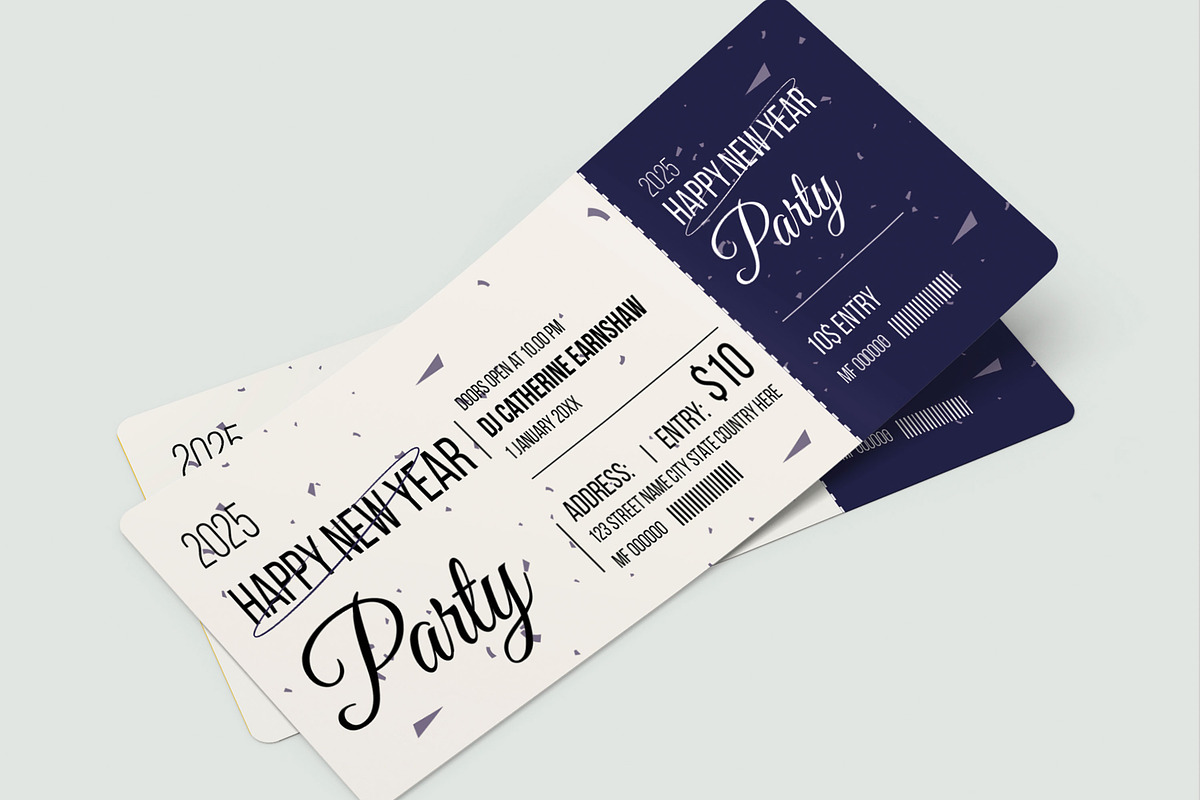 Elegant 2025 New Year Party Ticket, a Card Template by MightyDesign (Photo 3 of 6)