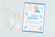 Blue Baby Shower Invitation Template, an Invitation Template by SimoDigitalArt (Thumbnail 1 of 10)