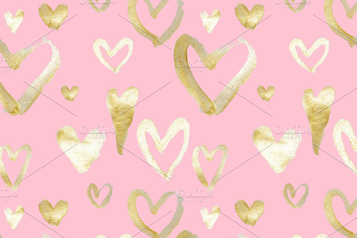 Golden hearts 2 seamless pattern, a Pattern Graphic by kizi (Photo 1 of 4)