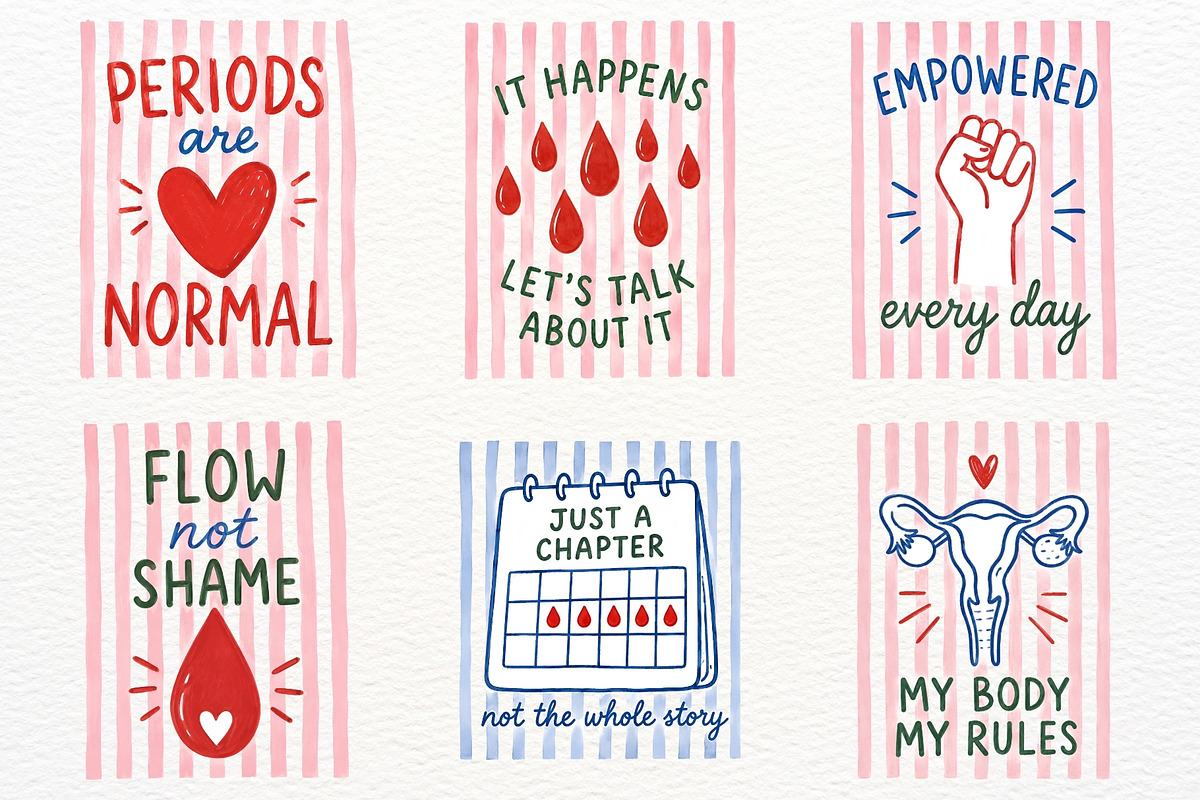 Period Menstruation Clipart Girl PNG, a Healthcare Illustration by SugarCloudStudioArt (Photo 4 of 5)