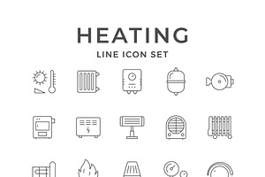 Set line icons of heating, an Outline Icon by motorama