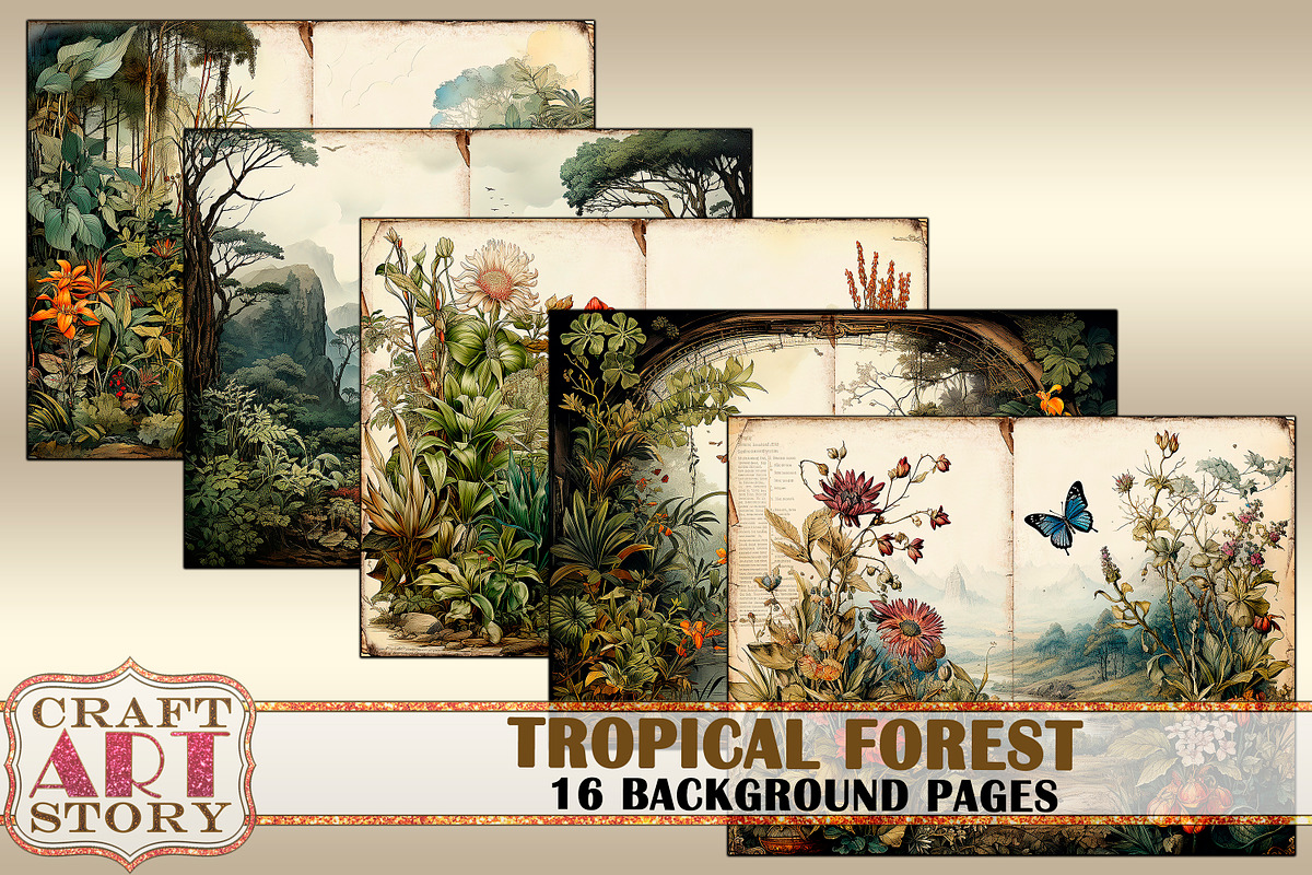 Tropical forest Blank background, a Seasonal Illustration by CraftArtStory (Photo 2 of 4)