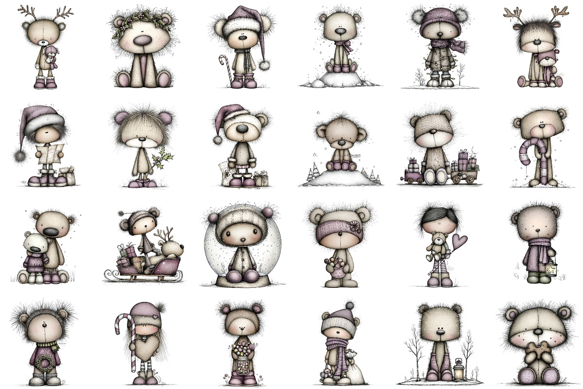 Whimsical Christmas Teddy Clipart Bu, an Illustration by Sublimation Artist (Photo 2 of 6)