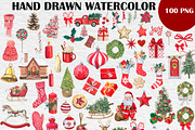 Watercolor CHRISTMAS BUNDLE 100 PNG, a Seasonal Illustration by PatternPalette (Thumbnail 2 of 5)