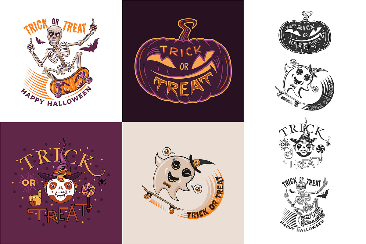 Trick or Treat Halloween design set, a Card Template by valeri_si