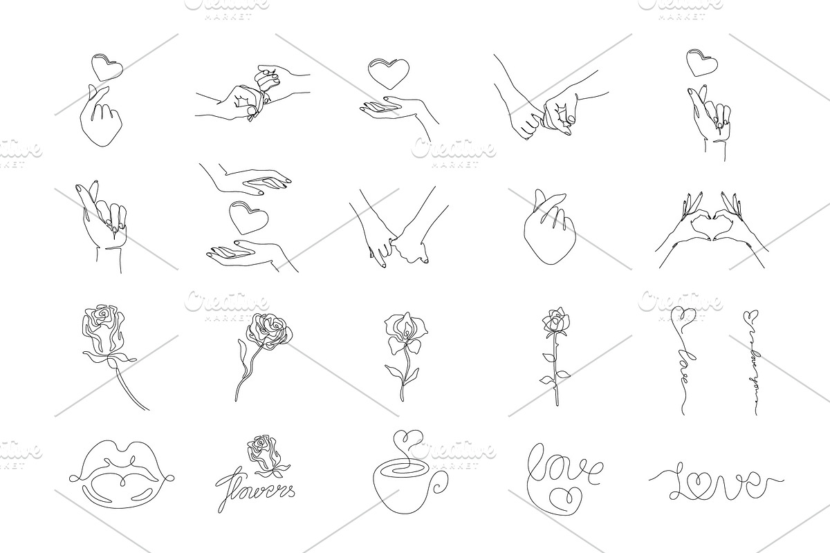 Big Love set. 99 Valentines Elements, a Decorative Illustration by Anastasiia_Dzhioeva (Photo 6 of 7)