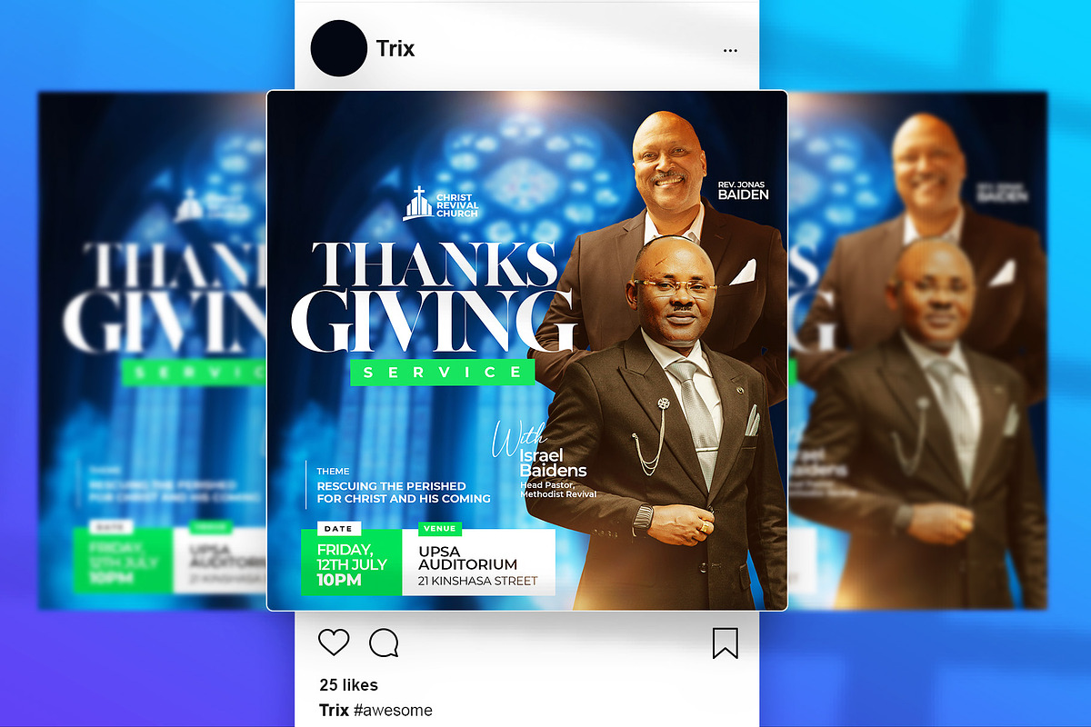 Thanksgiving Service Church Flyer, a Social Media Template by Vintage Impressions (Photo 3 of 6)