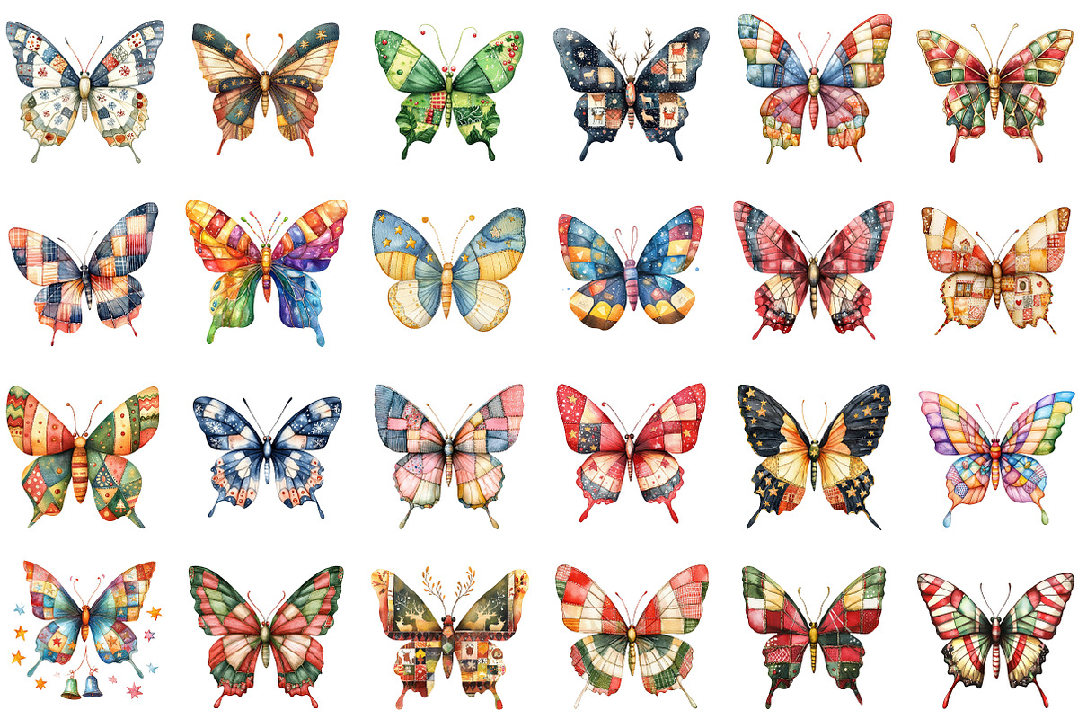 Christmas Colorful Butterfly Patchwo, an Illustration by Sublimation Artist (Photo 2 of 6)