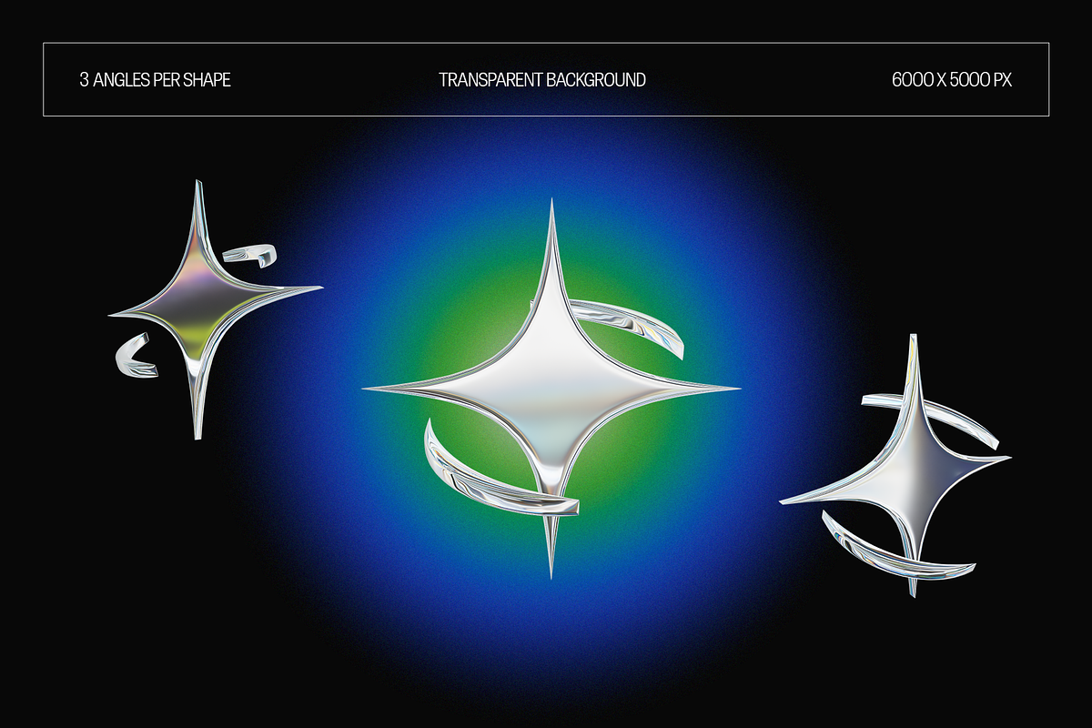 150 3D Y2K Chrome Metallic Shapes, an Object Graphic by Fivehead Studio (Photo 8 of 12)