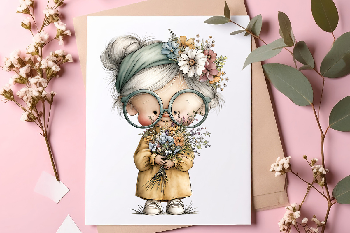 Whimsical summer grandma clipart, an Illustration by SinaCreation (Photo 4 of 8)