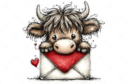 Highland Cow Valentine Clipart Png, an Illustration by Craft Nest (Thumbnail 6 of 11)