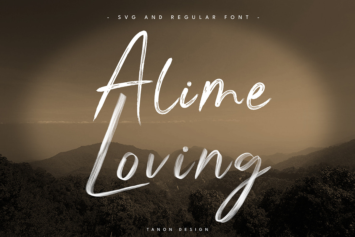 Alime Loving two font set Brush font, a Handwritten Font by Tanondesign (Photo 1 of 11)