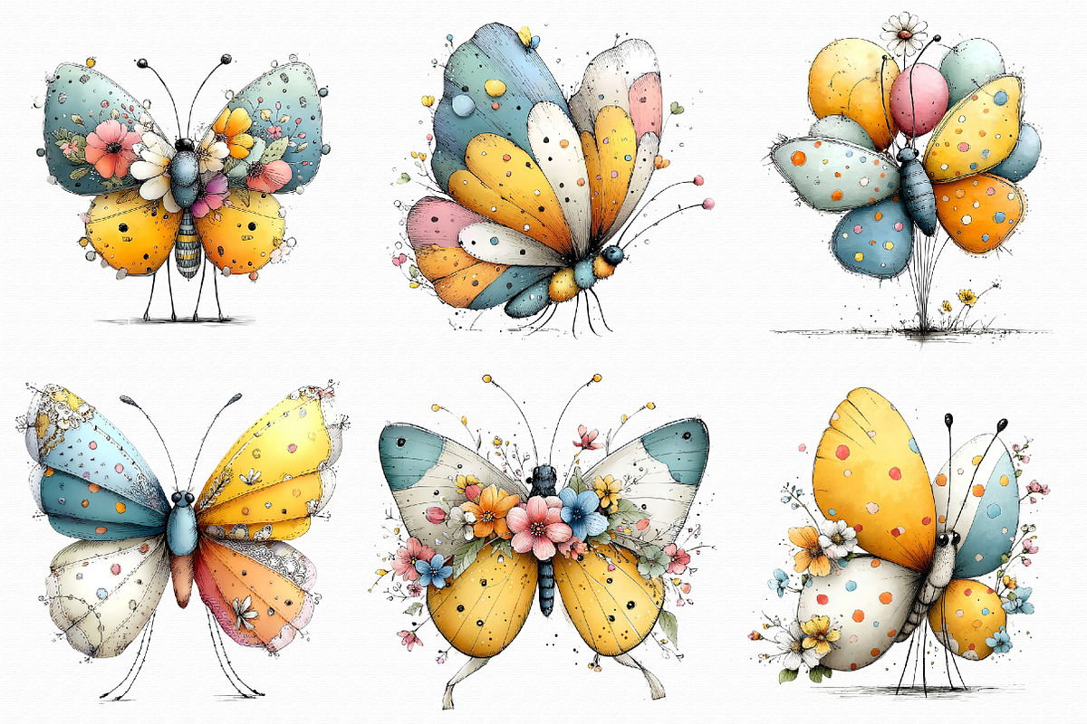 Whimsical Easter Butterfly Clipart, an Illustration by Libby Wishes (Photo 10 of 17)