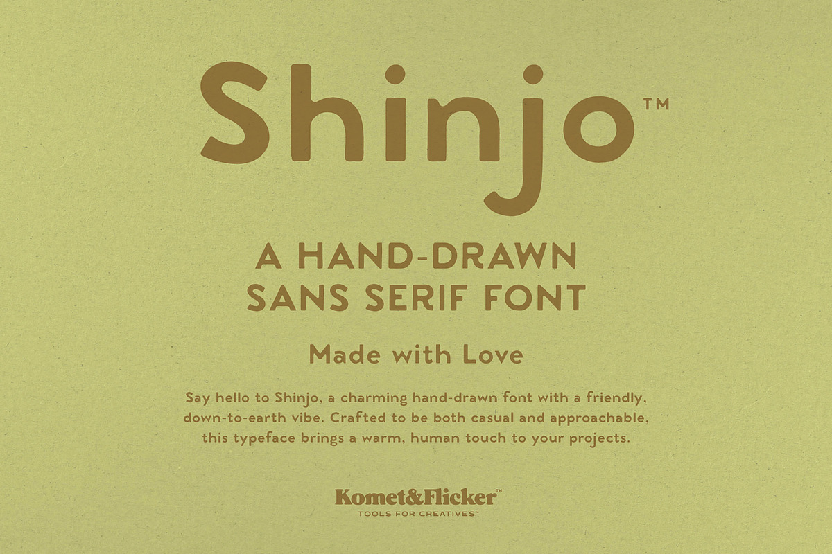 Shinjo - A Handmade Sans Serif, a Sans Serif Font by Komet & Flicker (Photo 1 of 15)