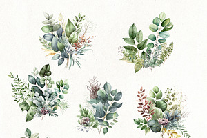 Watercolor Greenery Clipart