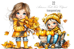 Enjoy Autumn Fall Kids Clipart, a Person Illustration by Designking