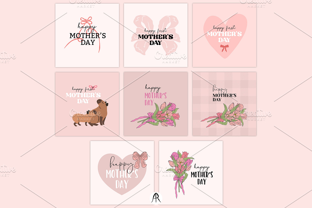 Happy Mother's Day Card Set, a Seasonal Illustration by Rose Design (Photo 5 of 8)