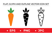 Carrot Vegetable Icon Set Vector, an Outline Icon by Artonix (Thumbnail 1 of 2)