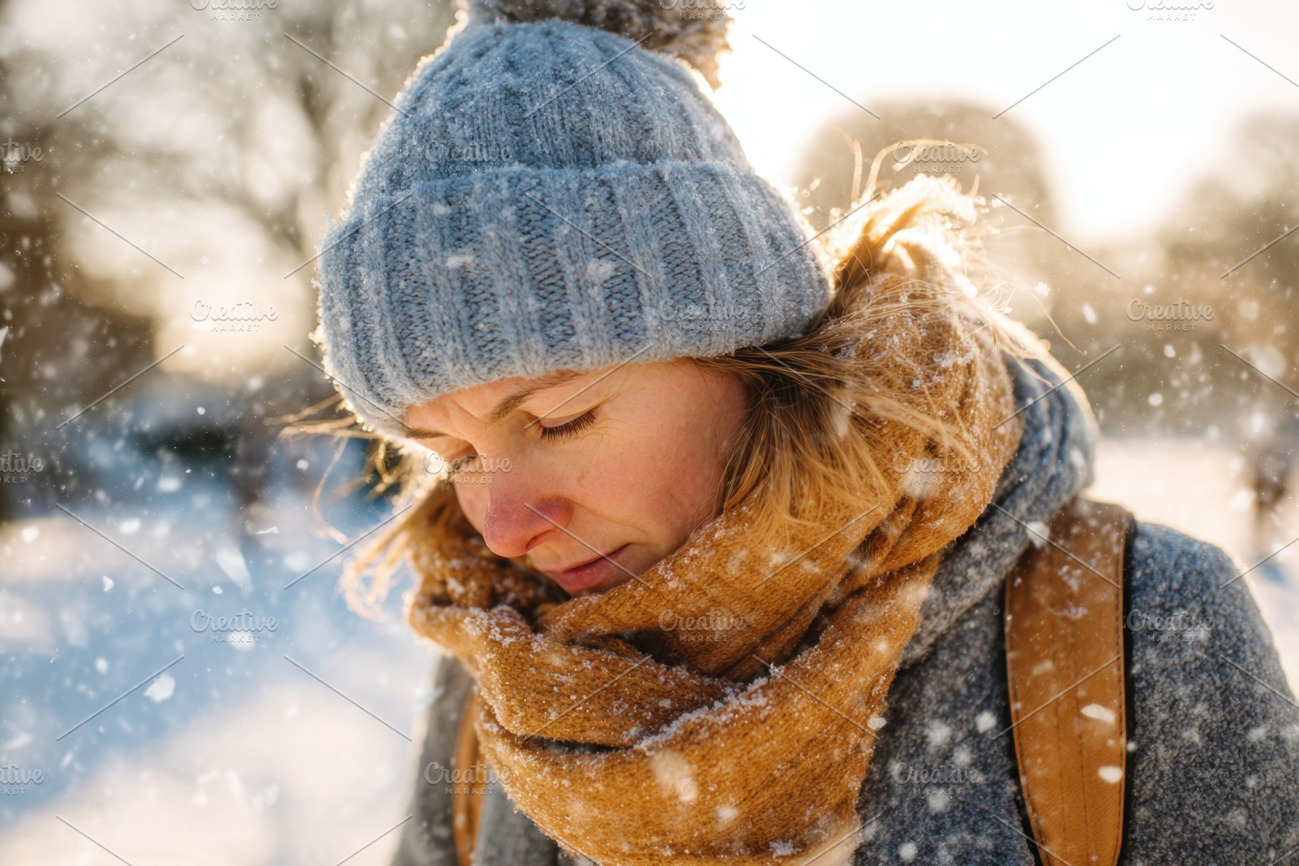 Thoughtful woman in winter snow, a Person Photo by AlyaAnd